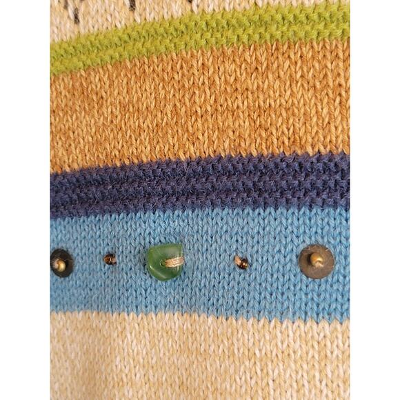 Alfred Dunner Short Sleeve Top Blue Tan Striped Embellished Knit Women's Size 1X - Picture 5 of 10